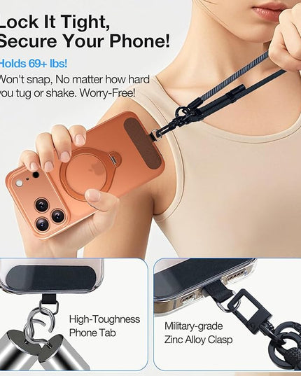 Phone Lanyard Crossbody, 3-in-1 Neck Strap& Wrist Strap, Adjustable Anti-Theft Lanyard with 2 Phone Tether Tabs, Universal Cell Phone Strap for All Case,Travel Essential, Teal