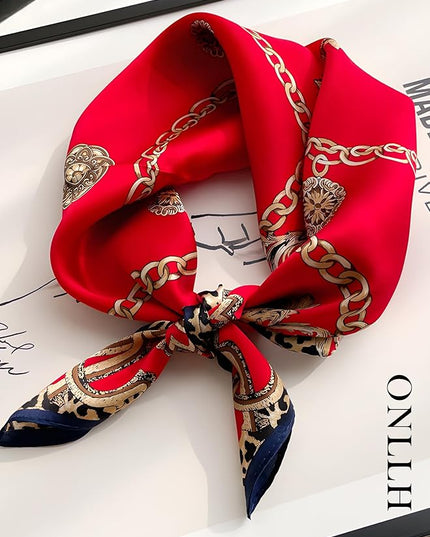100% Mulberry Silk Scarf for Women Hair Lightweight Square Neckerchief Wrap For Head Scarves 21"
