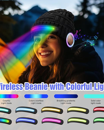 LED Beanie Hat with Bluetooth-Tech Gifts for Men and Women, Wireless Hat Beanie Cap Headlamp Music hat