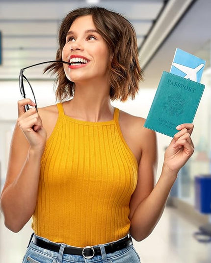 TIGARI Passport Holder for Travel Women Men, Valentines Day Gifts PU Leather Wallet Cover Case Sleeve, Waterproof Protected Document Organizer, Vacation Plane Cruise Travel Essentials
