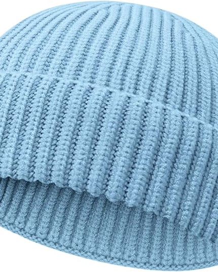 Wool Fisherman Beanies for Men Women Short Cuff Knit Beanie Winter Warm Hats Trawler Hat Stylish Watch Cap