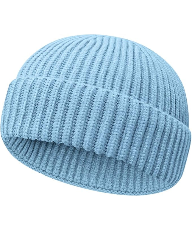 Wool Fisherman Beanies for Men Women Short Cuff Knit Beanie Winter Warm Hats Trawler Hat Stylish Watch Cap