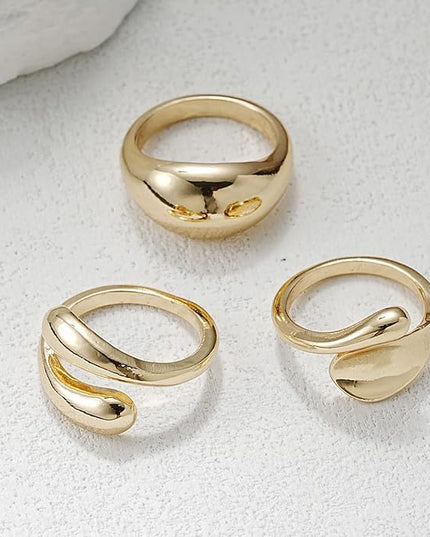 Chunky Rings for Women Adjustable Thick Rings Set Trendy Statement Stackable Ring for Women Chunky Jewlery Irregular Dome Flower Finger Knkuckle Thumb Ring