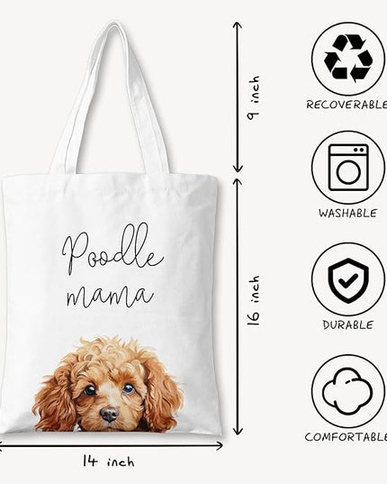 Dog Mama Canvas Tote Bag for Women, Dogs Lover Gift for Dog Mom, Birthday Christmas Cute Rottweiler Gifts For Women.