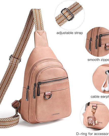 7L Sling Bag for Women Men Vegan Leather Crossbody Bags Fanny Pack Purse Backpack Over Shoulder Bag Travel Anti Theft