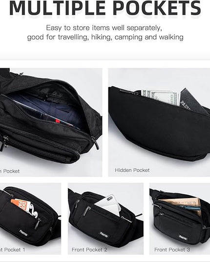 FREETOO Waist Pack Bag Fanny Pack for Men&Women Hip Bum Bag with Adjustable Strap for Outdoors Workout Traveling Casual Running Hiking Cycling
