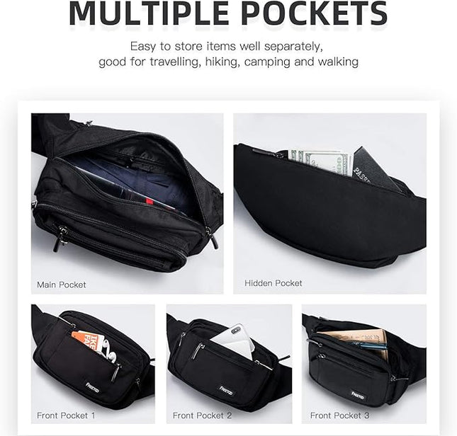 FREETOO Waist Pack Bag Fanny Pack for Men&Women Hip Bum Bag with Adjustable Strap for Outdoors Workout Traveling Casual Running Hiking Cycling