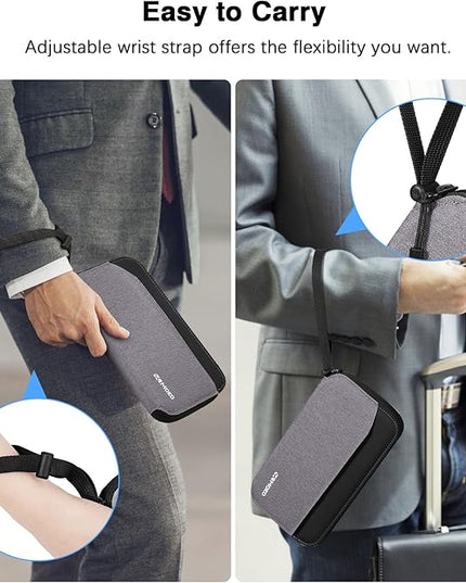 MoKo Family Passport Holder for 5, RFID Blocking Passport Wallet for Men Women, Travel Wallet Holder with Multiple Compartments, Travel Document Organzier for Cards, ID, Tickets, Keys, Gray