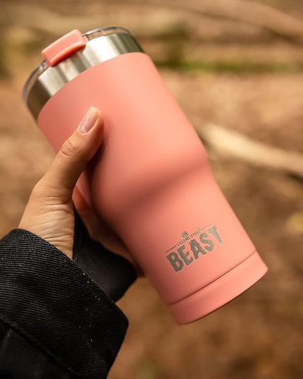 Beast 30 oz Tumbler Stainless Steel Vacuum Insulated Coffee Ice Cup Double Wall Travel Flask (Blossom Pink)