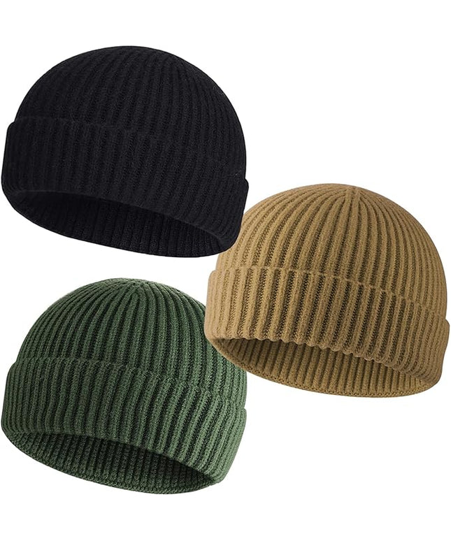 50% Wool Warm Cuffed Swag Knit Short Fisherman Beanie for Men Women Winter Hats Trawler Skull Cap