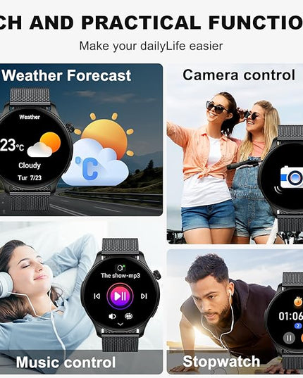 Smart Watch for Men Women Fitness: Make Answer Call Waterproof Digital Mens Watches Running Pedometer Smartwatch Android Phone iPhone Samsung Compatible Sleep SpO2 Heart Rate Monitor Step Tracker