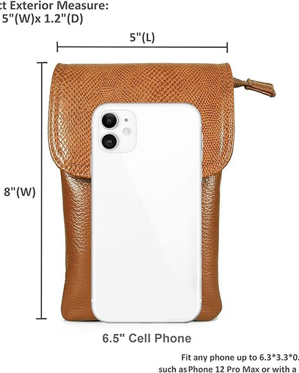 befen Genuine Leather Small Crossbody Bags for Women Cell Phone Bag Cross Body Purses,Silver Zipper