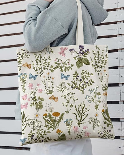 Horaldaily Canvas Tote Bag,Reusable Shoulder Tote Bag for Women Lady Casual Vacation, Shopping, Work, Gym
