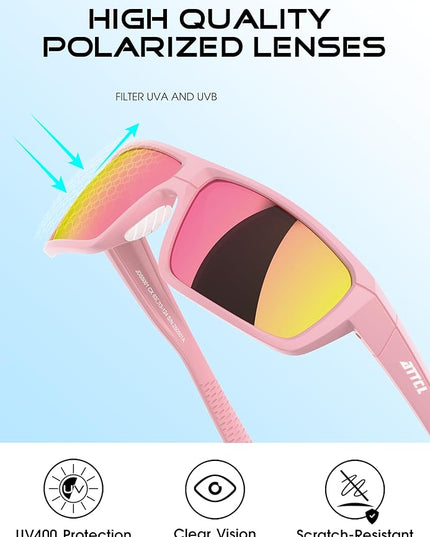ATTCL Polarized Sunglasses Men for Fishing: UV Protection Lightweight TR90 Sports Wrap Sun Glasses Driving Golf Running