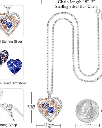 Iefil Christmas Gifts for Women - Sterling Silver Birthstone Necklace Anniversary Birthday Gifts for Her Wife Mom Daughter