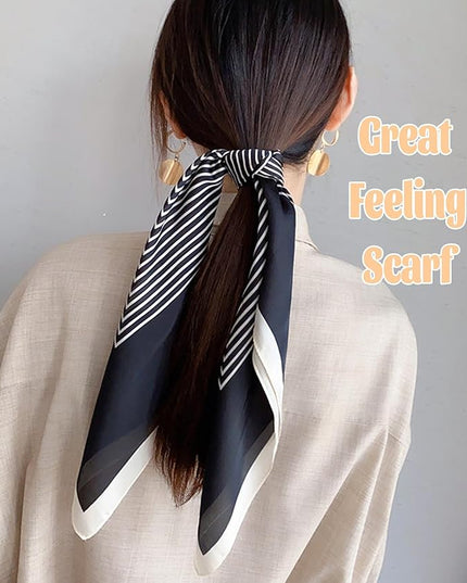kcctoo 27.5" Mulberry Silk Feeling Head Scarf Women's Fashion Square Neck Satin Scarfs for Bag Hair Scarves Gift