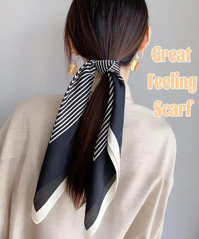 kcctoo 27.5" Mulberry Silk Feeling Head Scarf Women's Fashion Square Neck Satin Scarfs for Bag Hair Scarves Gift
