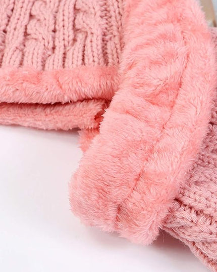 HUAMULAN Women Winter Beanie Hats One Piece Fleece Lined Knit Balaclavas Mask Set Skull Neck Circle Scarf Ski Snow Hat Pompom