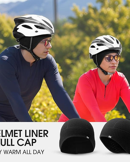 Skull Cap Helmet Liner, Winter Thermal Cycling Cap for Men & Women, Lightweight Cycling Hat for Biking Running Outdoor Work