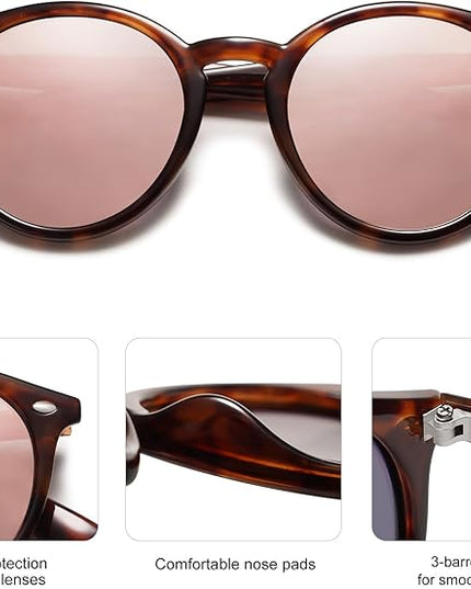 SOJOS Retro Round Polarized Sunglasses for Women Men Classic Vintage Sunnies SJ2069