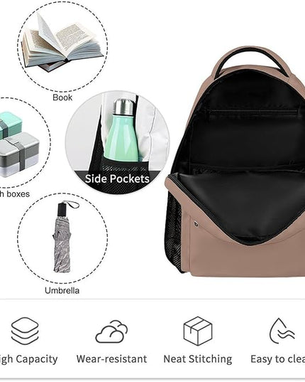 Fashion Mocha Mousse Backpack Lightweight Large Capacity Laptop Daybag for Travel Work