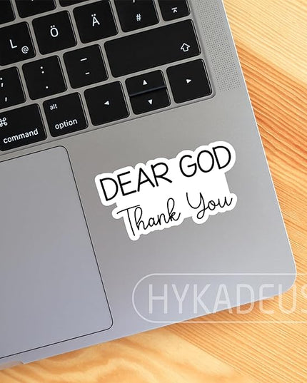 (3Pcs) Dear God Thank You Stickers Inspirational Christian God Sticker Gratitude Faith Quote Vinyl Decals for Laptop, Water Bottle, Journal, Planner, Scrapbooking, 3" x 1.5"