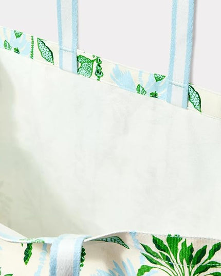 Lilly Pulitzer 18" x 17" Eco Tote, Market Shopper Bag, Oversize Reusable Grocery Tote with Comfortable Shoulder Strap