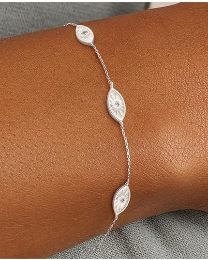 FUNEIA Dainty Silver Gold Bracelets for Women Trendy Non Tarnish 14K Gold Plated Waterproof Diamond Bracelets Cute Stackable Heart Butterfly Clover Cross Evil Eye Charm Bracelet Stack Jewelry Gifts