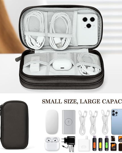 FYY Electronic Organizer, Travel Cable Organizer Bag Pouch Electronic Accessories Carry Case Portable Waterproof Double Layers All-in-One Storage Bag for Cable, Cord, Charger, Phone, Earphone Coffee
