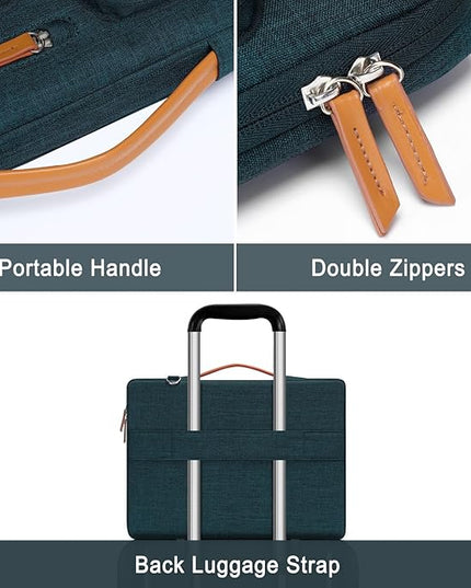 MOSISO 360 Protective Laptop Shoulder Bag,17-17.3 inch Computer Bag Compatible with MacBook, HP, Dell, Lenovo, Asus Notebook,Side Open Messenger Bag with 4 Zipper Pockets&Handle, Teal Green