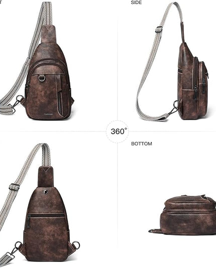 7L Sling Bag for Women Men Leather Small Sling Backpack Daypack Anti Theft Fanny Pack Crossbody Purse Travel
