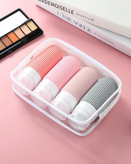 Travel Bottles for Toiletries, Tsa Approved 2oz Travel Bottles, BPA Free Leak Proof Travel Size Toiletry Containers, Refillable Travel Accessories with Toiletry Bag for Shampoo Liquid (4 Pack)
