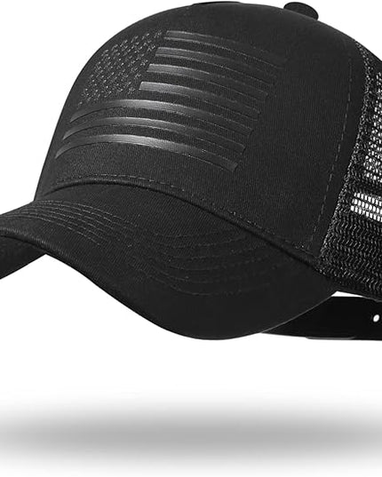 American Flag Trucker Hat - Snapback Hat, Baseball Cap for Men Women - Breathable Mesh Side, Adjustable Fit - for Casual Wear