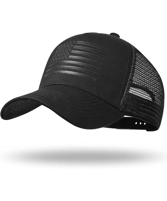 American Flag Trucker Hat - Snapback Hat, Baseball Cap for Men Women - Breathable Mesh Side, Adjustable Fit - for Casual Wear