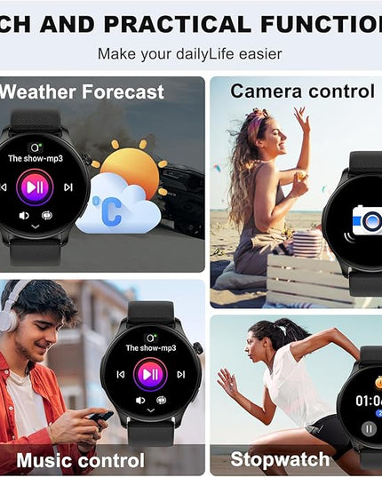 Smart Watch for Men Women Fitness: Waterproof Make Answer Call Digital Mens Watches Running Pedometer Step Tracker Smartwatch Android Phone iPhone Samsung Compatible Sleep SpO2 Heart Rate Monitor