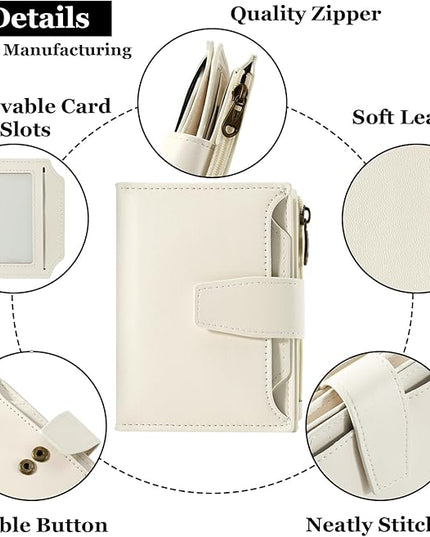 Airkit Small Wallet Women RFID Blocking Soft Leather Bifold Compact Card Holder Wallet for Women with Zipper Coin Pocket 4 ID Window