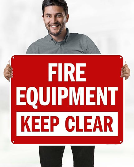 Fire Equipment Keep Clear Sign, 24x30 Inches, 55 mil thick HDPS (high density polystyrene), Made in USA by My Sign Center