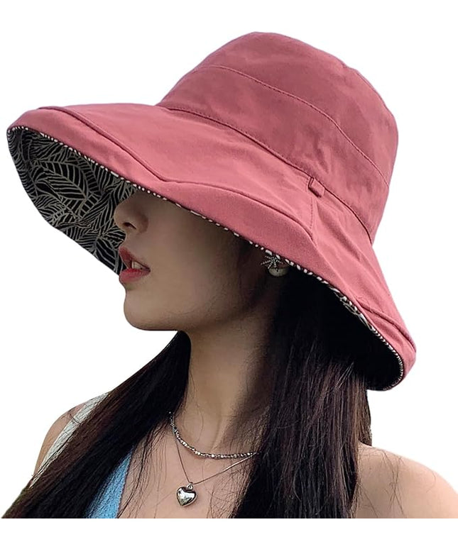HUAMULAN Women Summer Sun Hat Wide Brim Wired Edge Floral Beach Bucket Hats Reversible Foldable Travel UV Protection Lady Hat