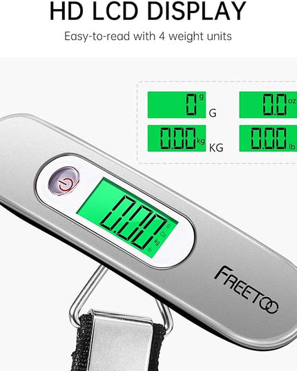 FREETOO Luggage Scale Portable Digital Hanging Scale for Travel, Suitcase Weight Scale with Superior Piano Lacquer 110 Lb/ 50Kg Capacity, Battery Included