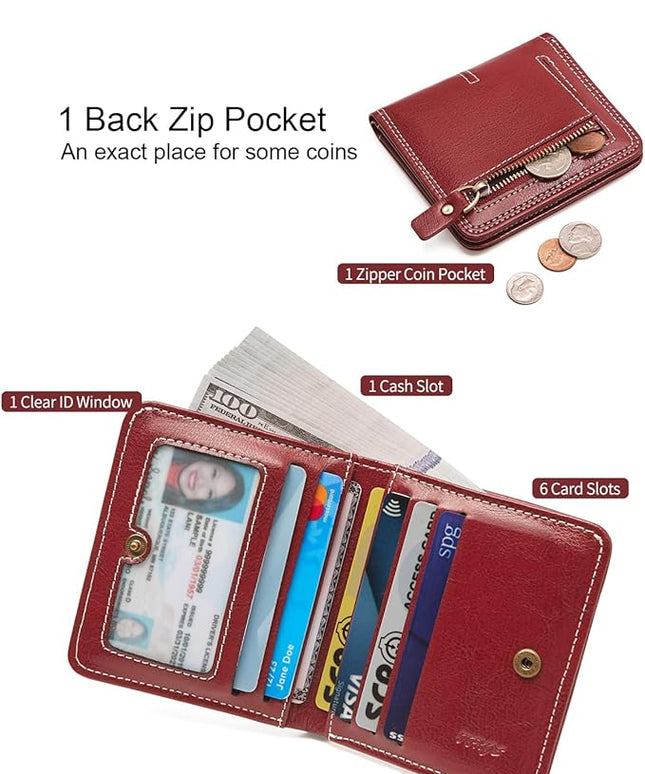 TFKGS Slim Wallet for Women RFID Wallet Women Small Wallets Woman Thin Credit Card Holder RFID Blocking Bifold Compact Pocket Ladies Leather Red Mini Purse