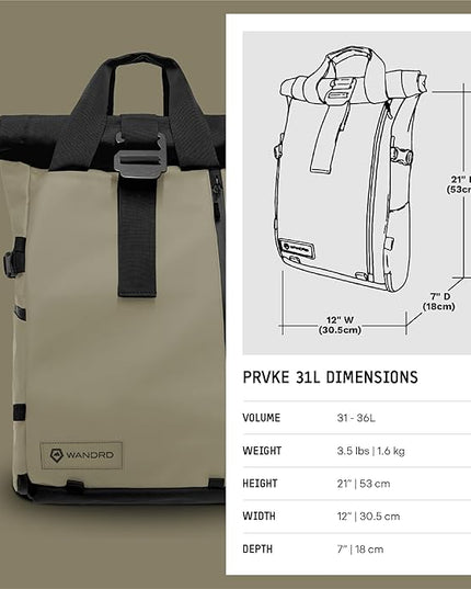 WANDRD PRVKE 31L, V3 Photography Bundle: Weather-Resistant Travel & Camera Backpack with Laptop Sleeve, Quick Side Access, Clamshell Opening – Ideal Photography & Travel Bag