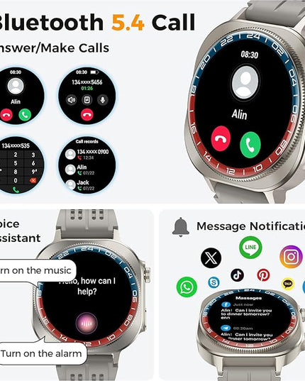 Smart Watch (Answer/Make Call), 1.43" AMOLED-3D Military Smartwatch for Men Women, Flashlight/130+ Sports/60 Days, Heart Rate/Sleep Monitor, IP68 Waterproof Fitness Activity Tracker for Android iOS