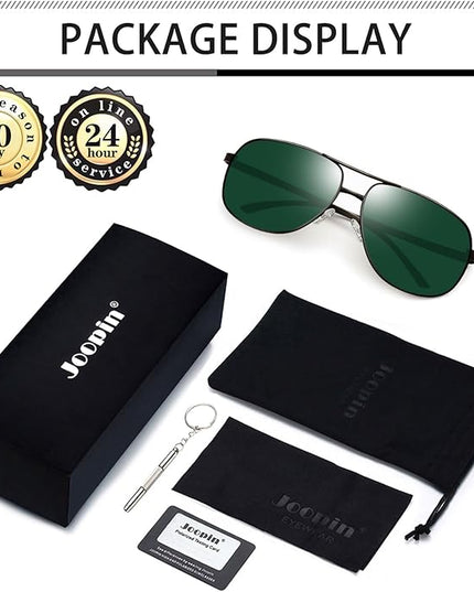 Joopin Polarized Metal Aviation Sunglasses Men, Classic Military Sun Glasses Women, Rectangle Shades UV400 Protection Costume