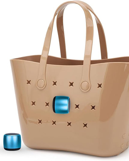 Tote Tunes Waterproof Mini Bluetooth Speaker Compatible with Bogg-Style Tote Bags – Wireless Portable Sound with Secure Rivet Attachment (Blue)