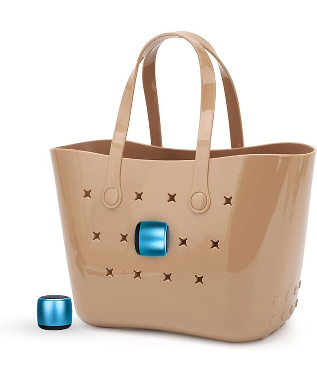 Tote Tunes Waterproof Mini Bluetooth Speaker Compatible with Bogg-Style Tote Bags – Wireless Portable Sound with Secure Rivet Attachment (Blue)