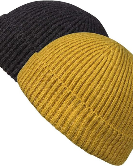 MaxNova Knit Cuff Short Fisherman Beanie for Men Women Warm Hats