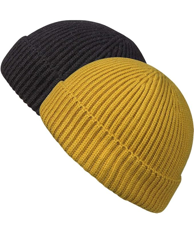 MaxNova Knit Cuff Short Fisherman Beanie for Men Women Warm Hats