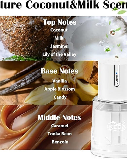 Smart Car Air Freshener,100ml Essential Oil Mist Aroma Machine, 3 Mode Mini Small Scent Spray for Truck & Car with Touch Switch, Automotive Aroma Diffuser for Gift(White, Milk-Aromas)
