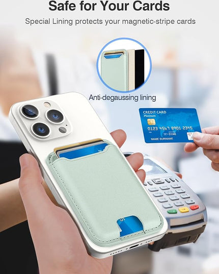 TopMade for Magsafe Wallet, Strongest Magnetic Card Holder for iPhone 17, iPhone 16/15/14/13/12 Series, Leather Magnetic Phone Wallet with Powerful Magnets, RFID Blocking, Fit 4 Cards, Green