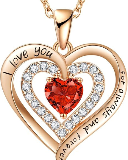 REDBEE Necklaces for Women Birthstone Heart Necklace Jewelry for Wife Girlfriend Woman Necklace